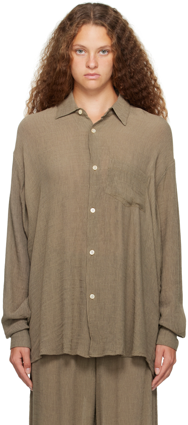 Our Legacy Taupe Initial Shirt In Muck Ruffle Viscose