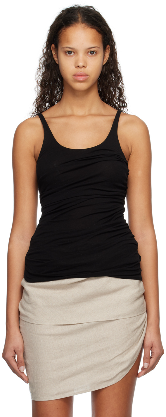 Black Draped Tank Top