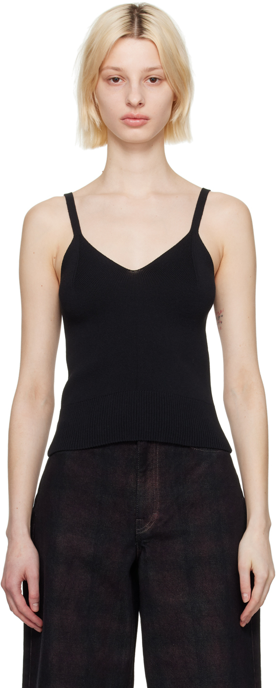 Our Legacy Ribbed-knit Singlet Top In Schwarz