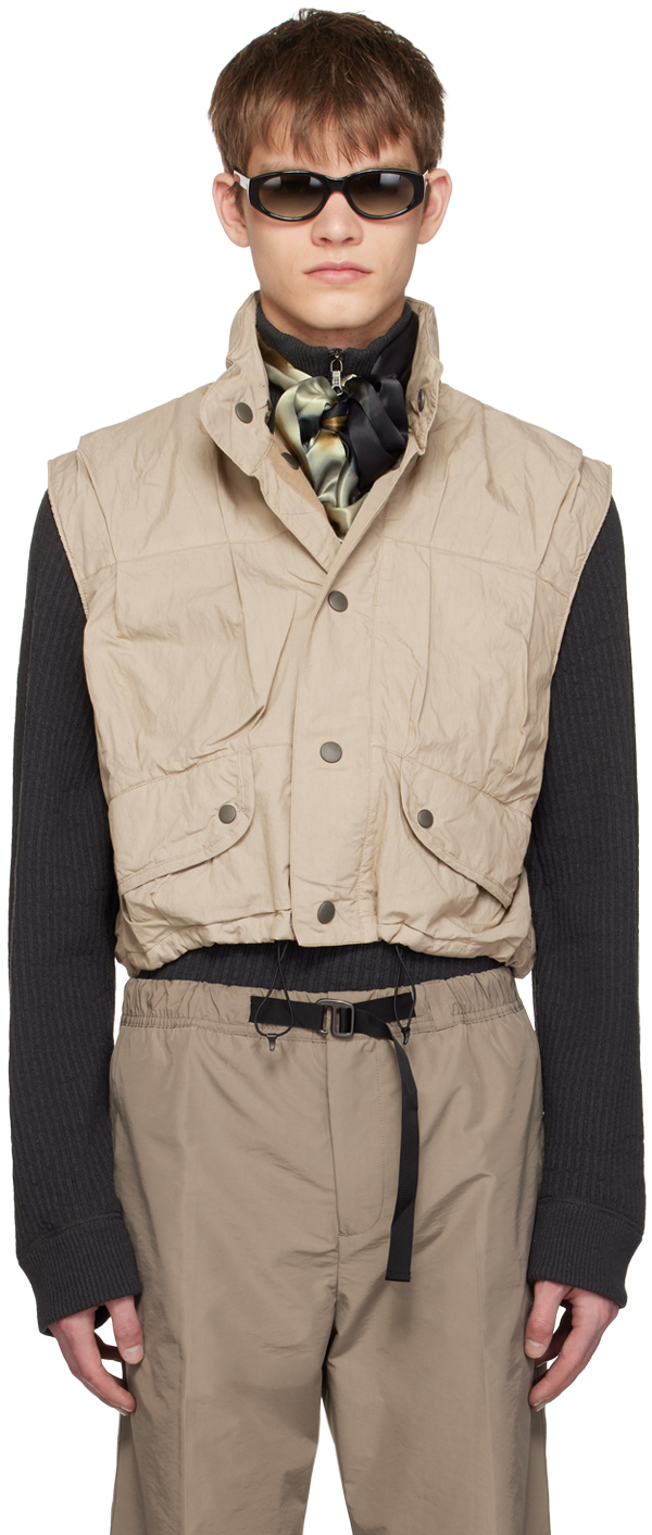 Beige Cropped Exhale Puffa Vest