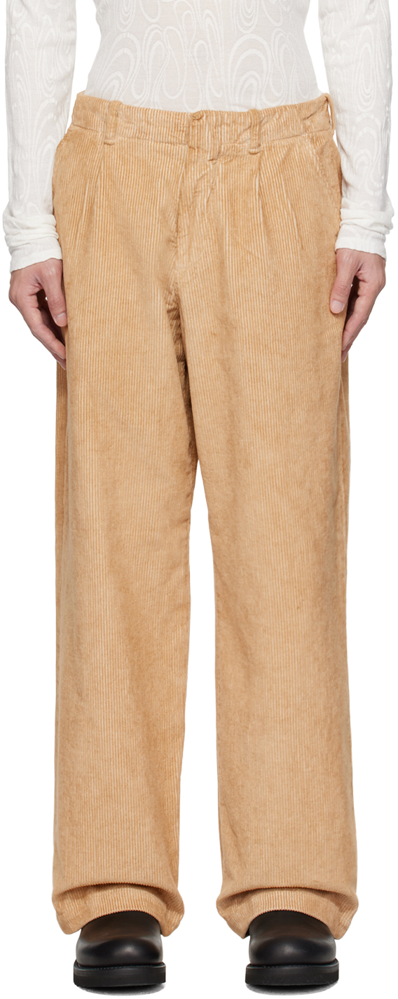 Our Legacy Beige Borrowed Trousers In Washed Oat Cotton Li