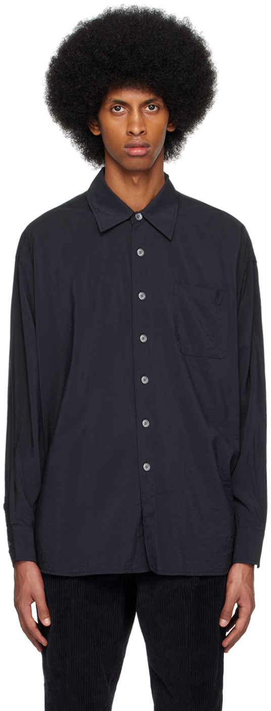 Borrowed Padded Tech Shirt Jacket In Black Liquid Viscose