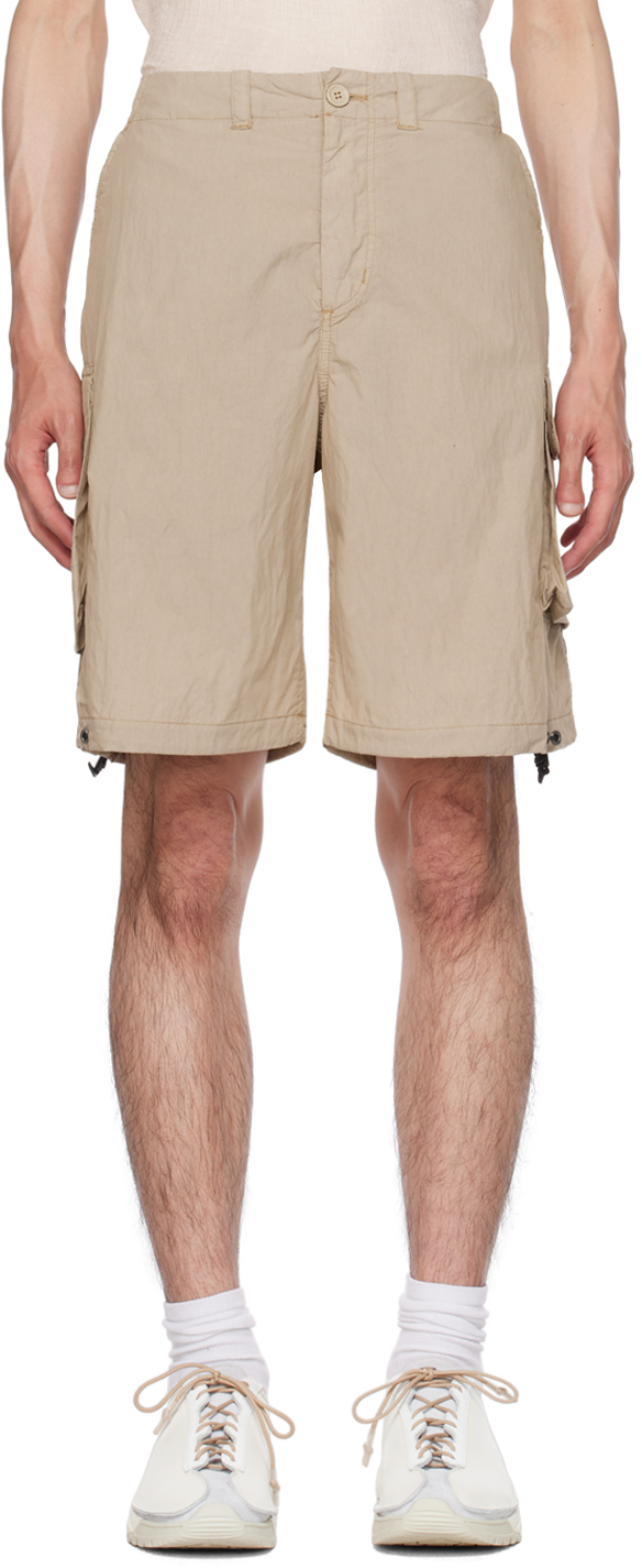 Our Legacy Beige Mount Shorts In Metallic Sand Parach