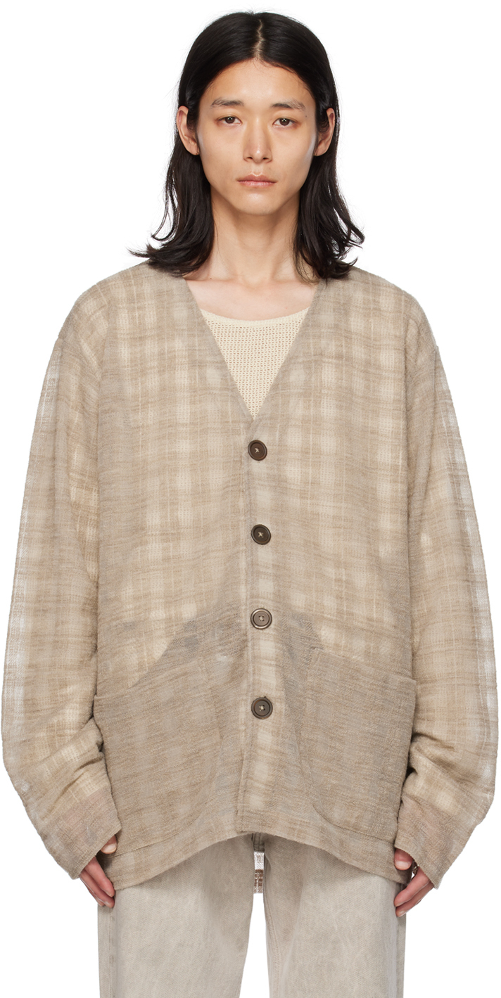 Our Legacy Gray Check Cardigan In Grey Disintegration