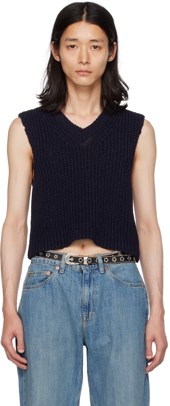 Our Legacy - Intact Vest Navy Chunky Cotton Rib