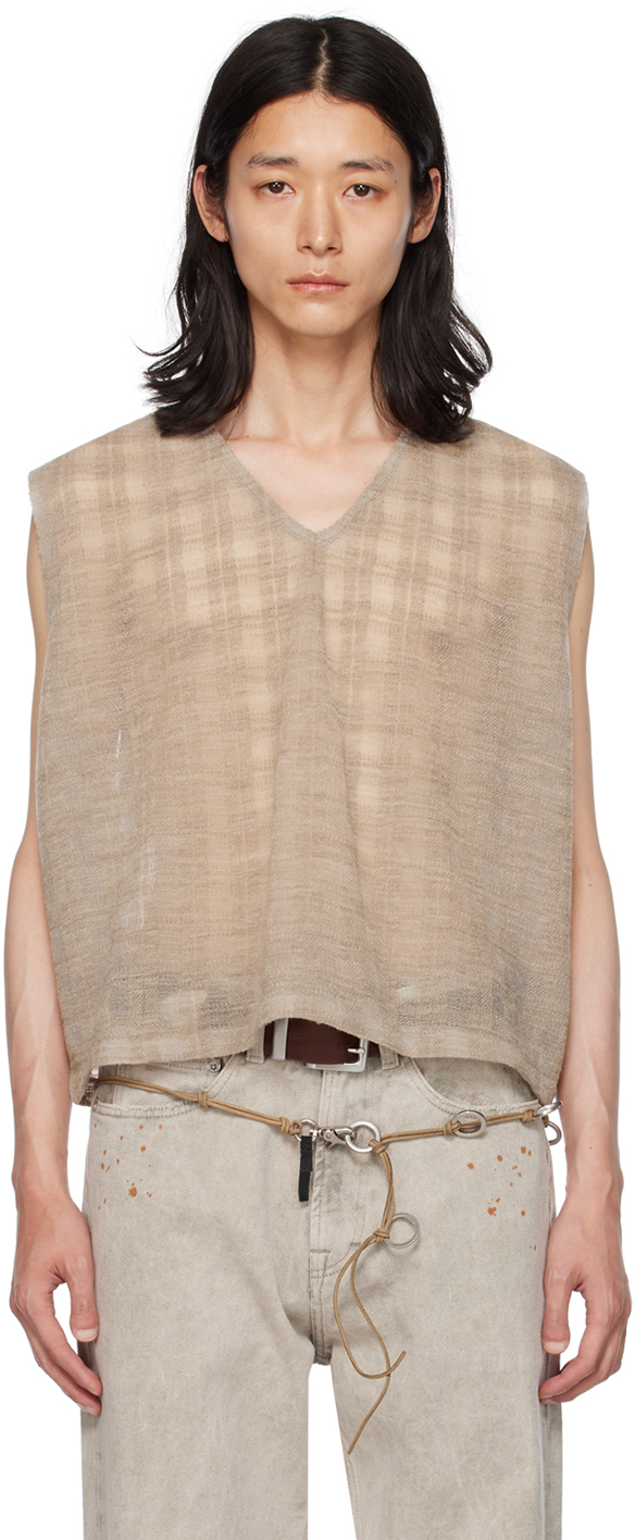 Our Legacy Disintegration Check Double Lock Vest In Beige | ModeSens