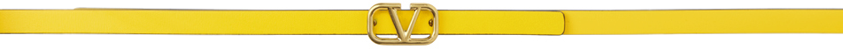 Valentino Garavani Yellow Vlogo Reversible Belt In Yug Bright Lemon/gin