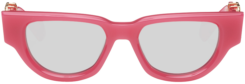 Valentino Pink Cat-eye Sunglasses In Fucsia/silver Mirror