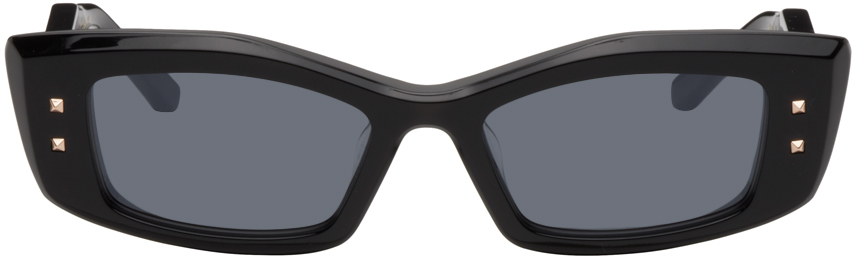 Valentino Garavani Black IV Rectangular Frame Sunglasses