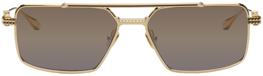 Valentino Garavani Gold VI Rectangular Frame Sunglasses