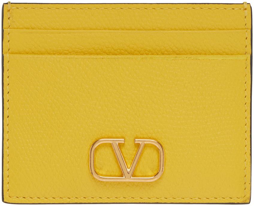 Valentino Garavani Yellow Vlogo Card Holder In Kn8 Bright Lemon
