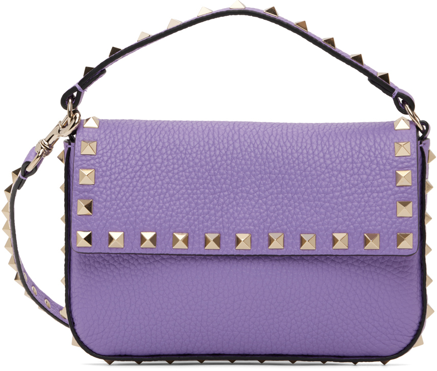 VALENTINO GARAVANI PURPLE ROCKSTUD SHOULDER BAG
