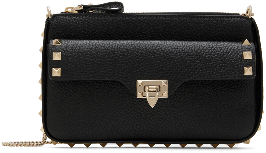 Valentino Garavani Black Rockstud Leather Pouch