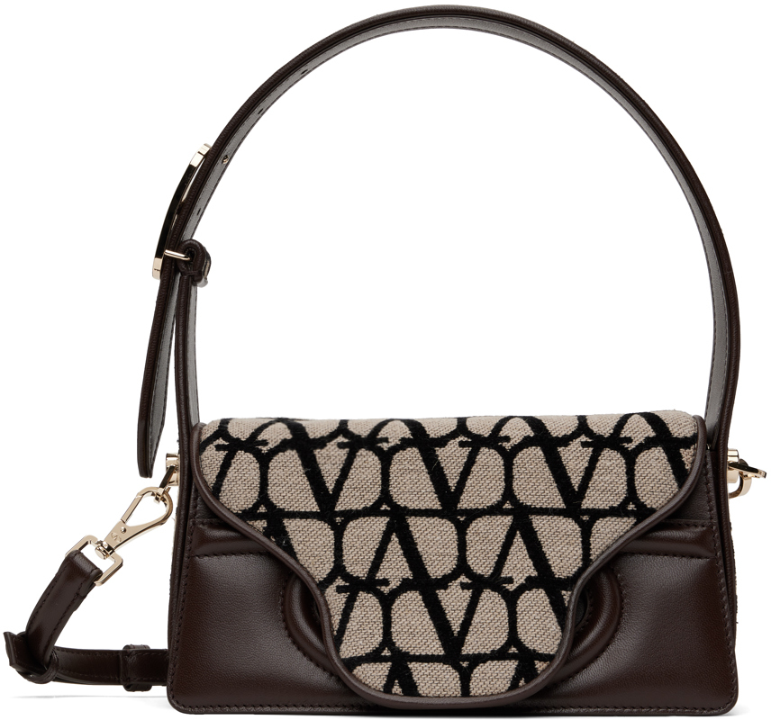 Shop Valentino Brown & Beige Small 'la Petite Deuxieme' Bag In 6zn Naturale/nero/fo