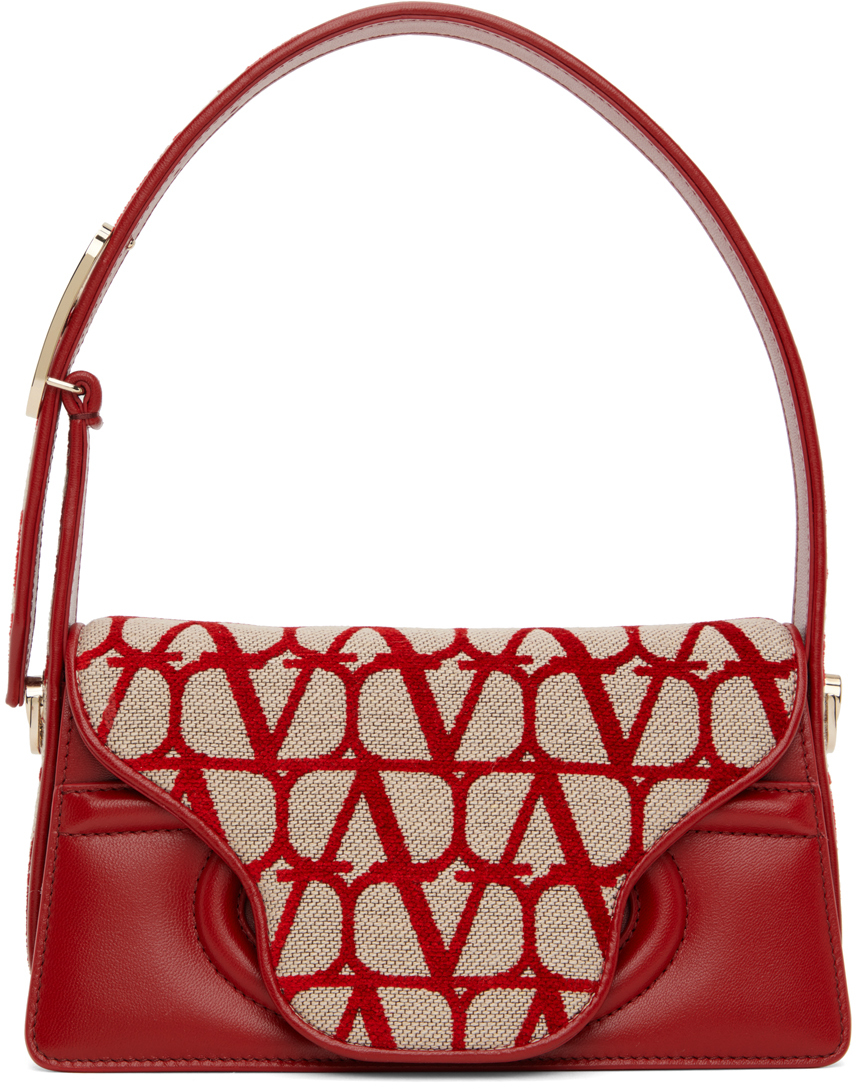 Valentino Garavani Red 'la Petite Deuxieme' Shoulder Bag In J4a Naturale/rosso V