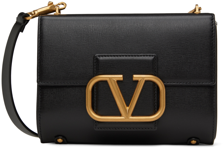 VALENTINO GARAVANI Stud Sign embellished leather shoulder bag in