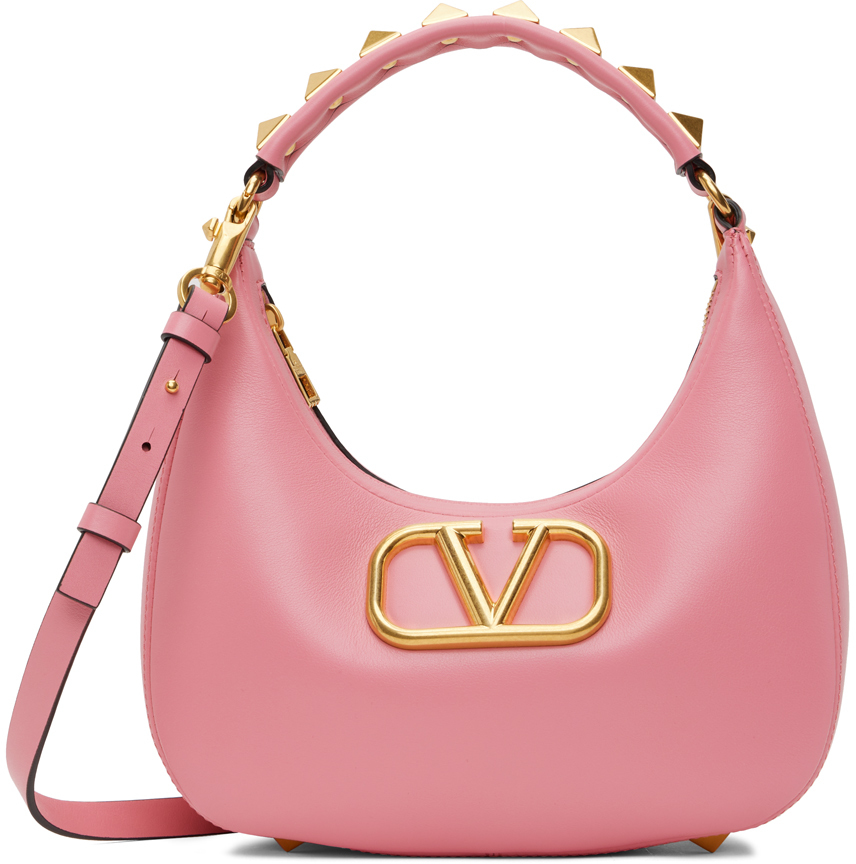 Valentino Garavani Pink Vlogo Stud Bag In A76 Candy Rose