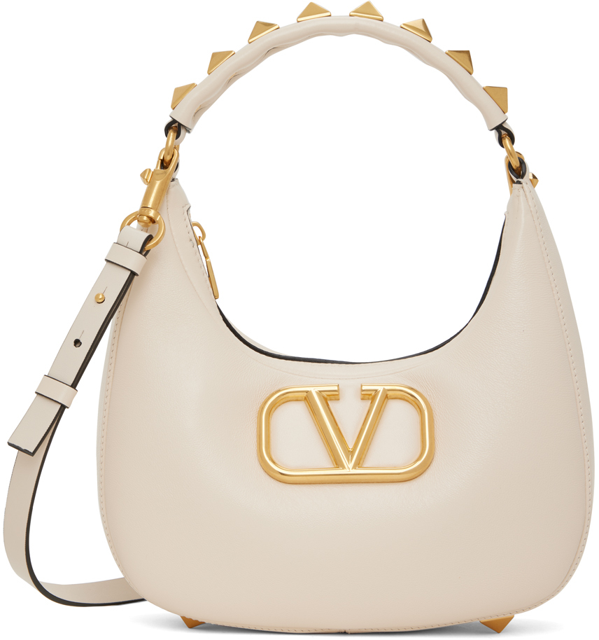 Valentino V-Logo Mini Logo-Debossed Leather Shoulder Bag in Pink | Endource