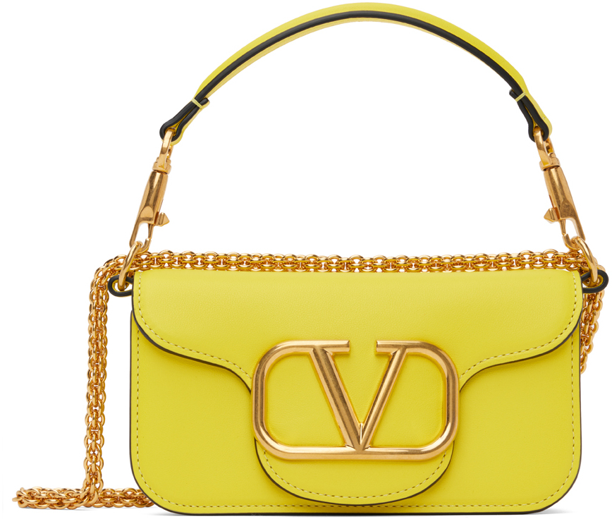 Valentino Garavani Yellow Small Locò Baguette Bag In N5a Shocking Yellow