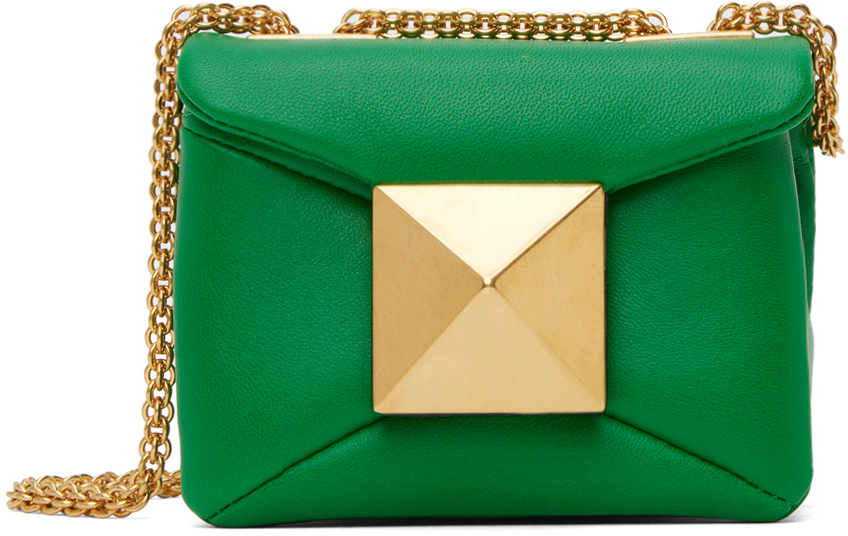 Shop Valentino Green Micro One Stud Bag In 7pa Gea Green