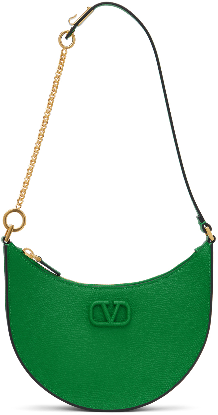 Valentino Garavani Green Vlogo Shoulder Bag In 7pa Gea Green