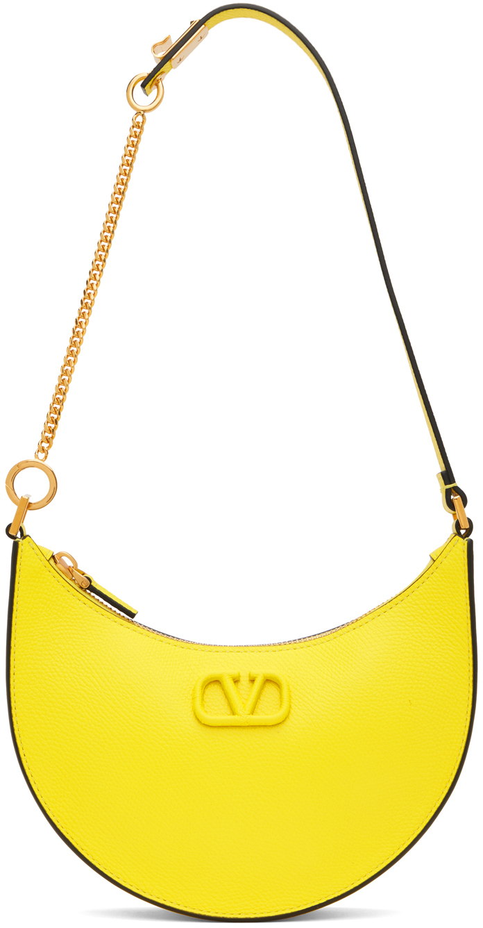 Valentino Garavani Mini Hobo Vlogo Leather Bag In Light Yellow