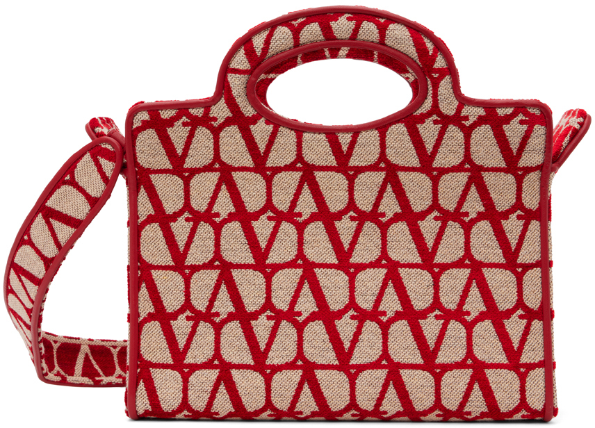 Valentino Garavani V Logo Transparent Tote Bag Red Leather NWT $1345