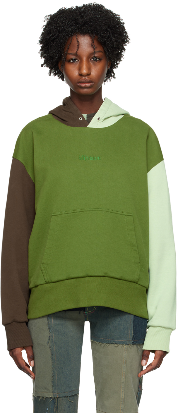 (d)ivision Green Colourblocked Hoodie In Brown / Mint / Green