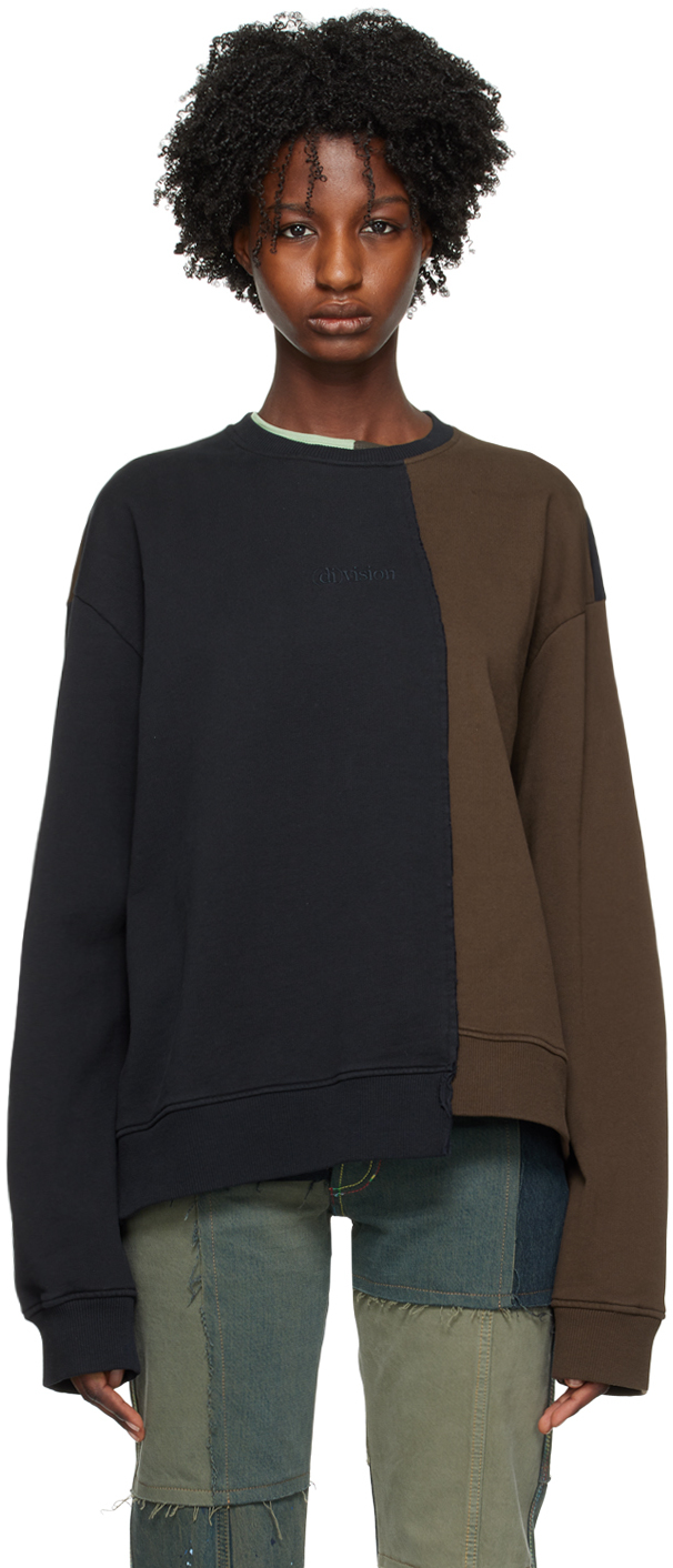 (d)ivision Black & Brown Asymmetrical Sweatshirt In Black/brown Split