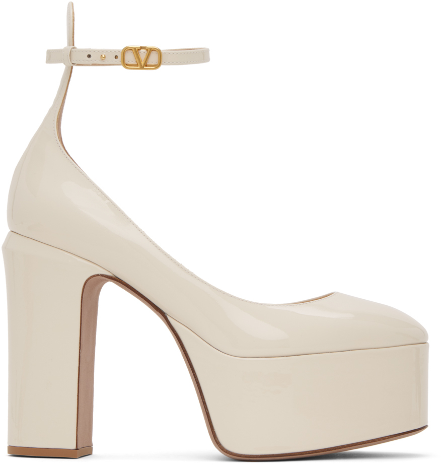Shop Valentino Off-white Tan-go 120 Heels In I16 Light Ivory