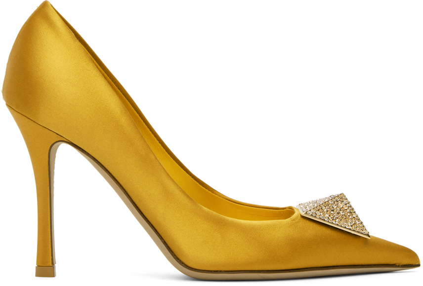 Dolce & Gabbana Gold Leather Studded Open Toe Pumps Size 38 Dolce & Gabbana  | TLC