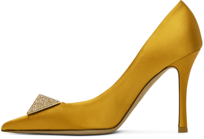 Valentino One Stud 100mm Pumps In 73d Gold/golden Shad