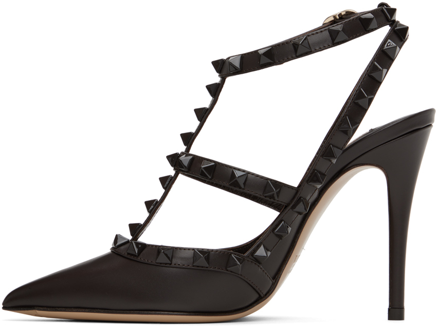 Valentino Garavani Rockstud Ankle Strap Pump With Tonal Studs 100 Mm Woman Black 41.5 In E05 Ebano