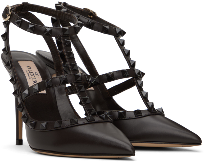 Valentino Garavani Rockstud Ankle Strap Pump With Tonal Studs 100 Mm Woman Black 41.5 In E05 Ebano