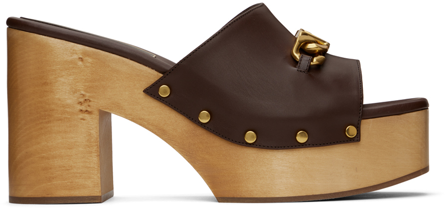 Brown VLogo Chain Mules