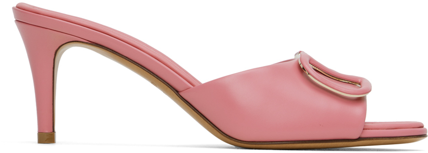 Valentino Garavani Pink Vlogo Heeled Sandals In A76 Candy Rose