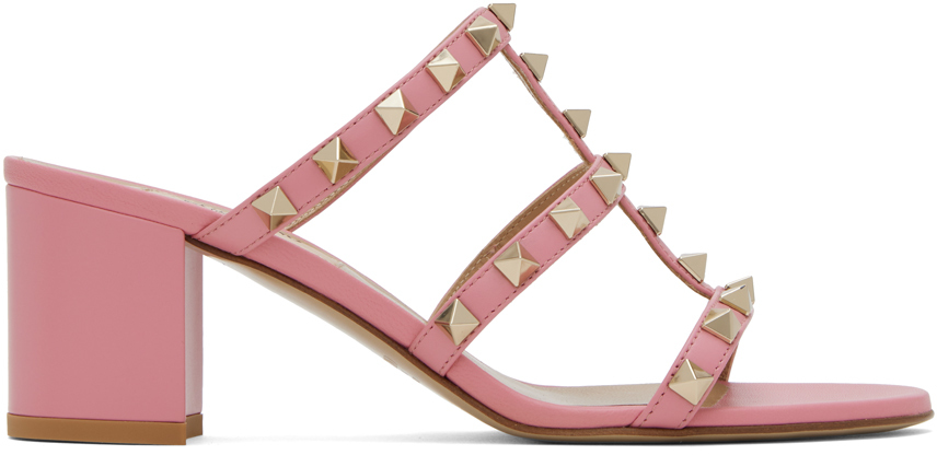 Valentino Garavani Pink Rockstud 60 Heeled Sandals In A76 Candy Rose