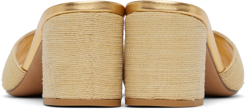 Valentino One Stud 65mm Raffia Mules In Y32 Naturale/antique