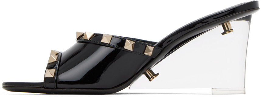 Valentino Garavani Woman Sandals Black Size 5 Leather In Es7 Nero/trasparente