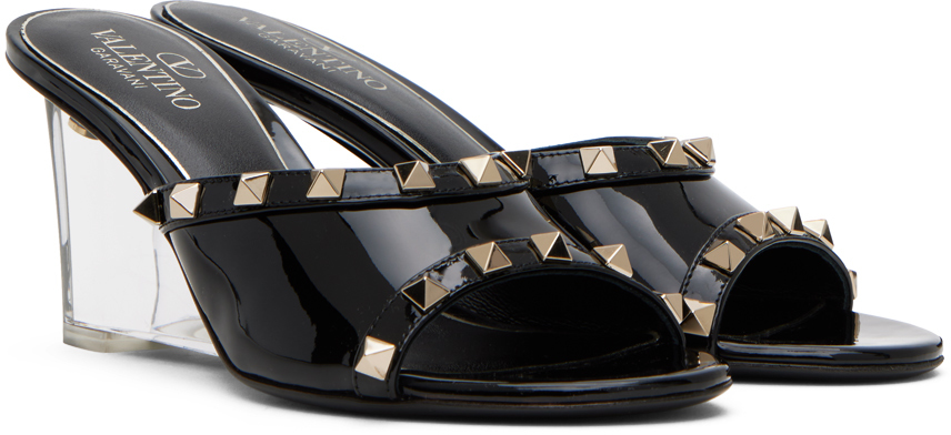 Valentino Garavani Woman Sandals Black Size 5 Leather In Es7 Nero/trasparente