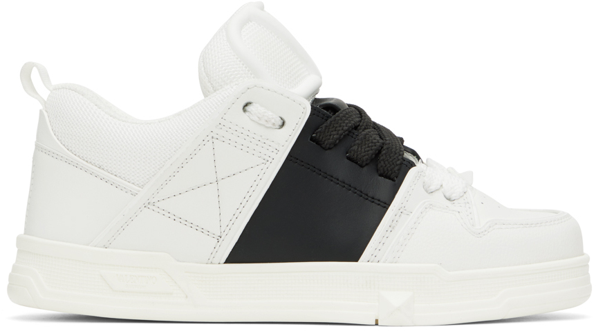Shop Valentino White & Black Open Skate Sneakers In A01 Bianco-nero/bian