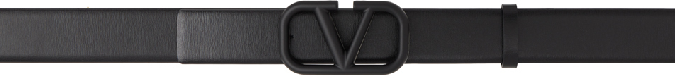 Valentino Garavani Black Vlogo Belt In 0no Nero/nero