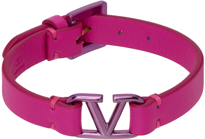 Svag vase gået vanvittigt Valentino Garavani: Pink VLogo Bracelet | SSENSE