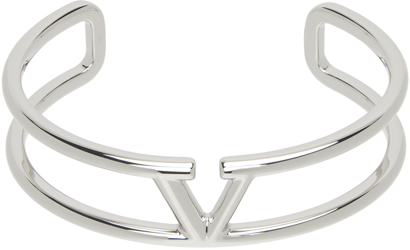 Valentino Garavani Silver VLogo Cuff Bracelet