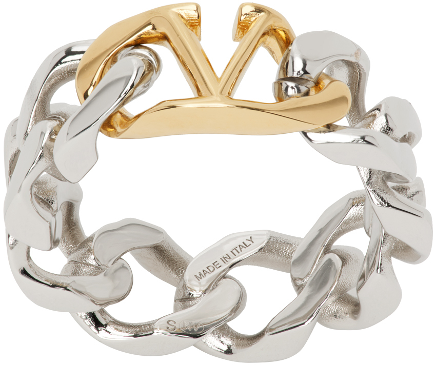 Valentino Garavani Men's Vlogo Chain Metal Ring