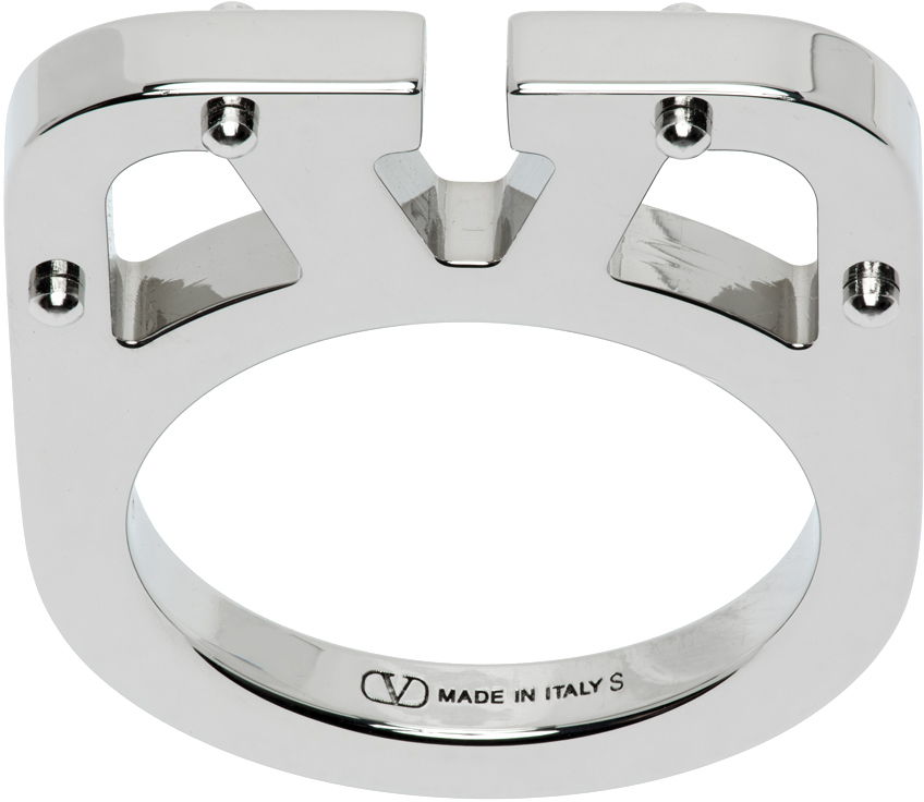 Silver VLogo Type Ring