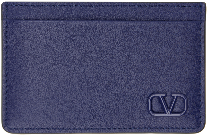 Valentino Garavani Vlogo Bifold Leather Wallet in Abyss Blue