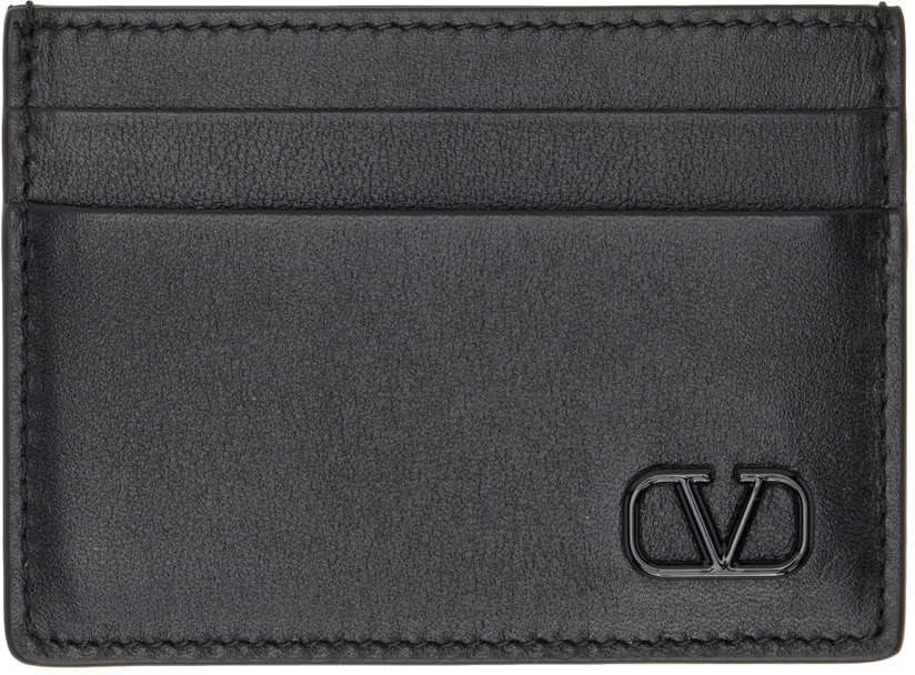 Valentino Garavani Black Mini Vlogo Signature Card Holder In 0no Nero