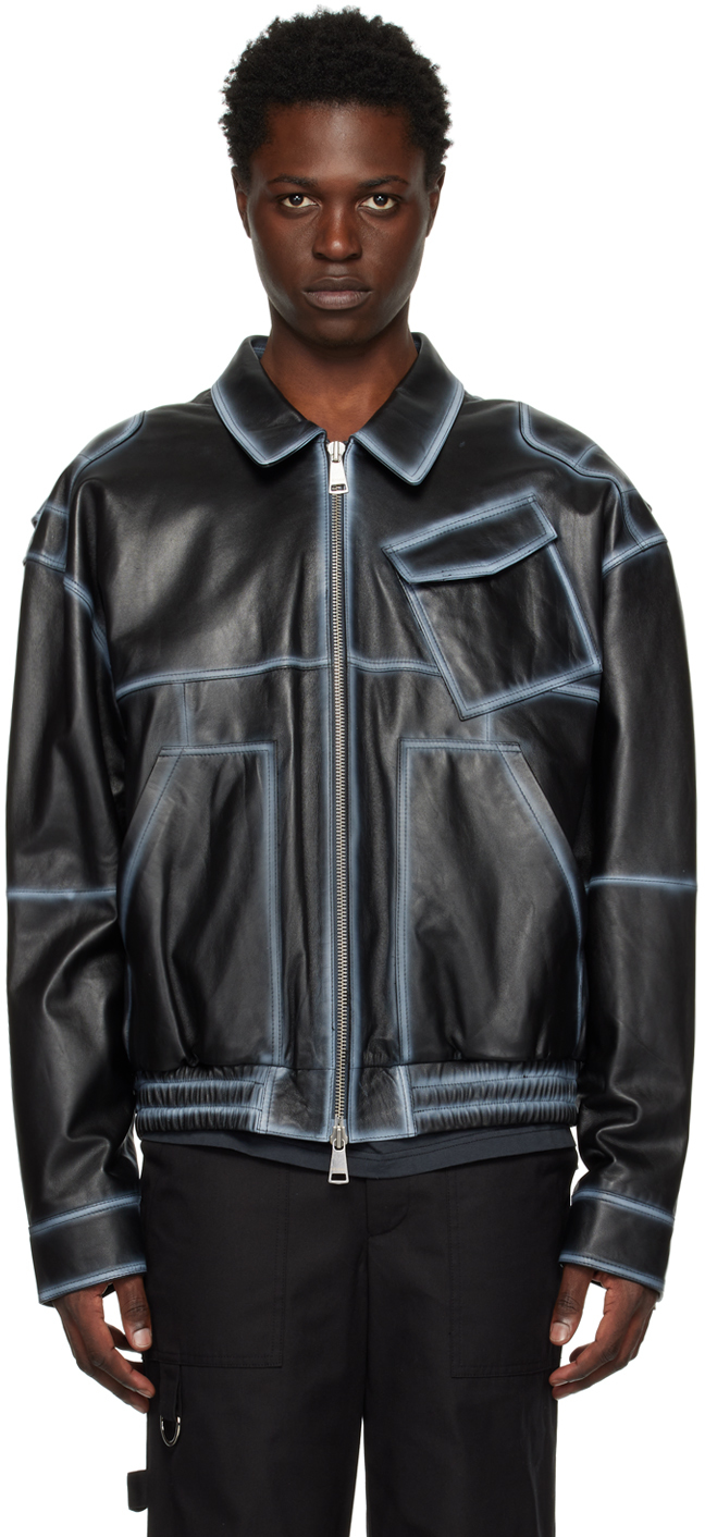 (di)vision: Black Faded Leather Jacket | SSENSE UK