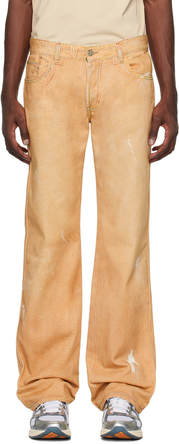 (d)ivision Beige Low Waist Jeans In Camel
